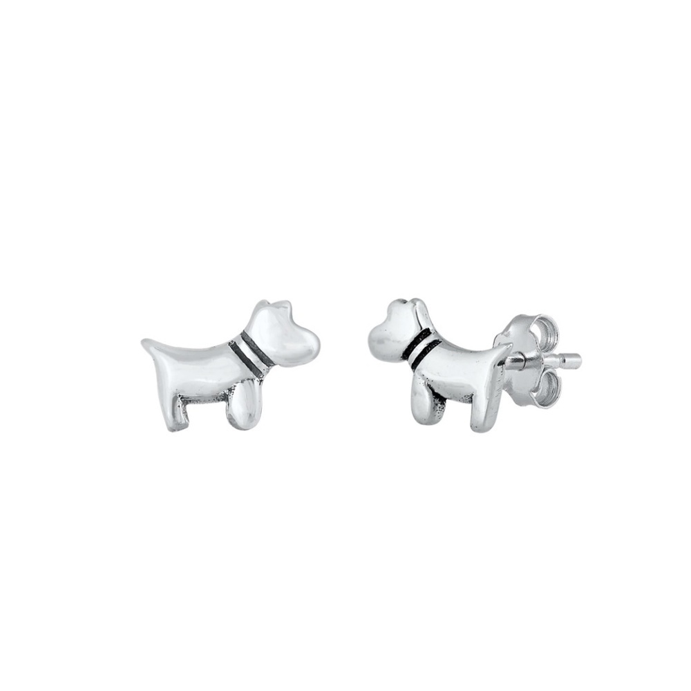 Dog Sterling Silver Stud Earrings